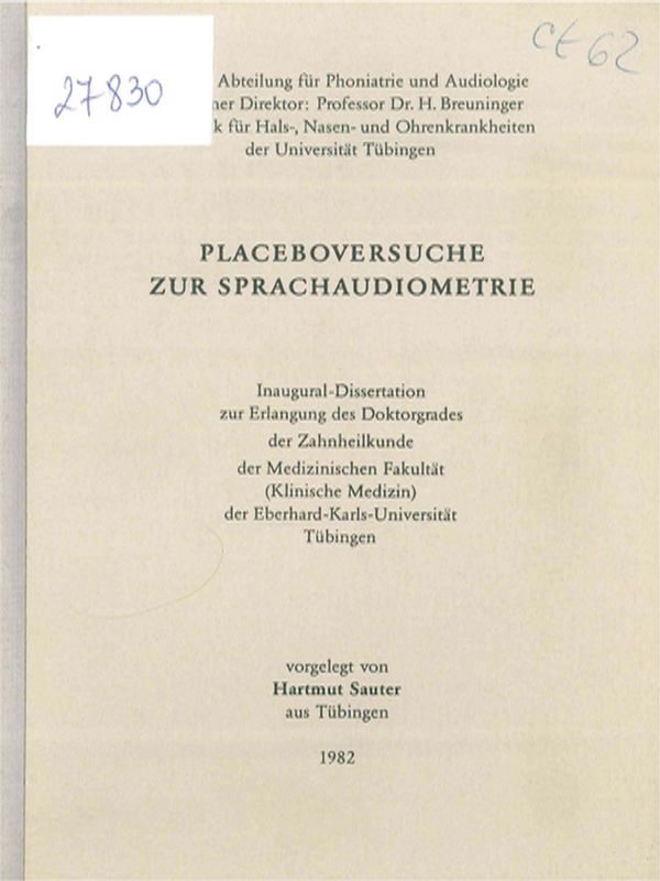 Placeboversuche zur Sprachaudiometrie