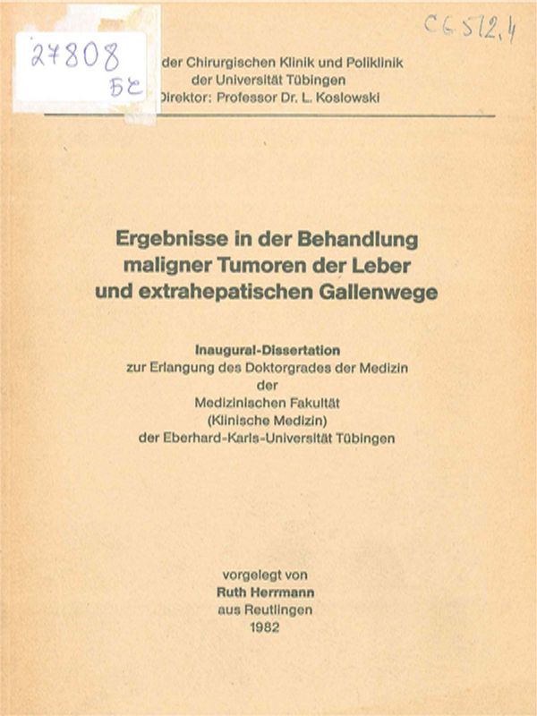 Ergebnisse in der Behandlung maligner Tumoren der Leber und extrahepatischen Gallenwege