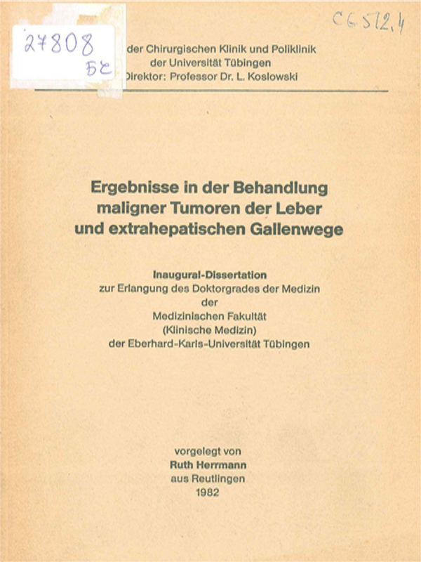 Ergebnisse in der Behandlung maligner Tumoren der Leber und extrahepatischen Gallenwege