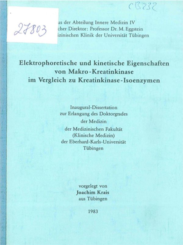 Elektrophoretische und kinetische Eigenschaften von Makro-Kreatinkinase im Vergleich zu Kreatinkinase-Isoenzymen