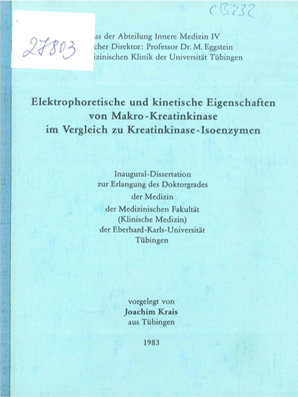 Elektrophoretische und kinetische Eigenschaften von Makro-Kreatinkinase im Vergleich zu Kreatinkinase-Isoenzymen