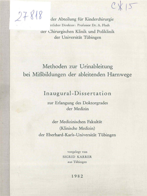 Methoden zur Urinableitung bei Missbildungen der ableitenden Harnwege