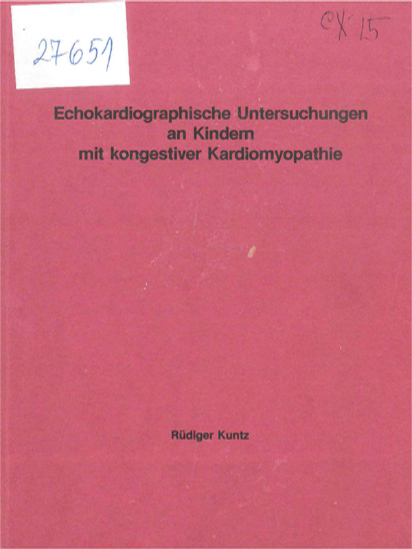 Echokardiographische Untersuchungen an Kindern mit kongestiver Kardiomyopathie