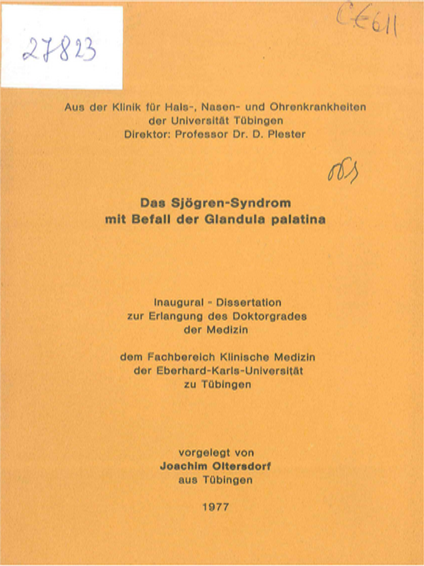 Das Sjogren-Syndrom mit Befall der Glandula palatina
