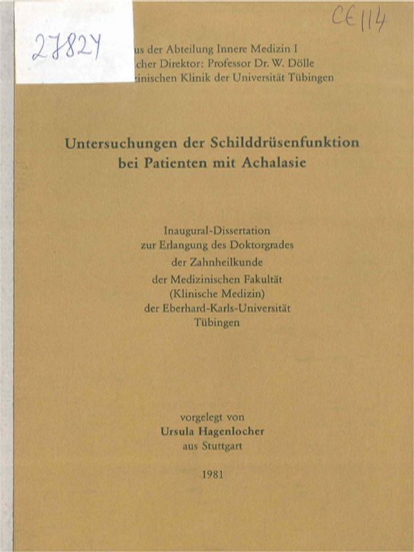 Untersuchungen der Schilddrusenfunktion bei Patienten mit Achalasie