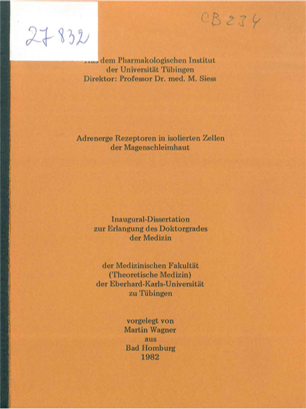 Adrenerge Rezeptoren in isolierten Zellen der Magenschleimhaut
