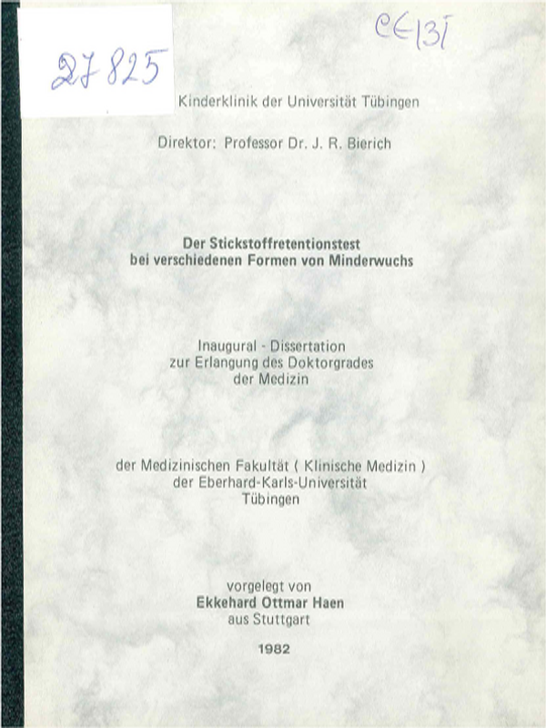 Der Stickstoffretentionstest bei verschiedenen Formen von Minderwuchs