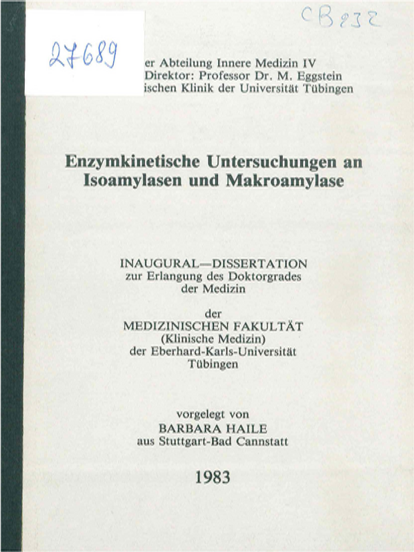 Enzymkinetische Untersuchungen an Isoamylasen und Makroamylase