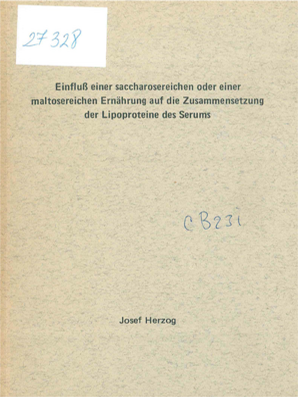 Einfluss einer saccharosereichen oder einer maltosereichen Ernahrung auf die Zusammensetzung der Lipoproteine des Serums
