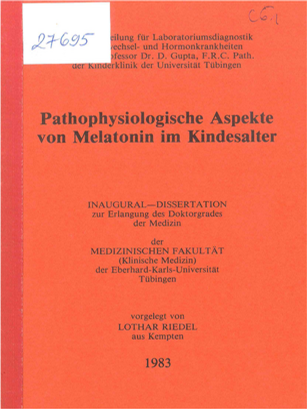 Pathophysiologische Aspekte von Melatonin im Kindesalter