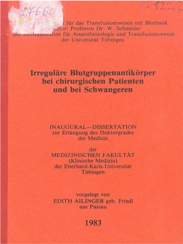 Irregulare Blutgruppenantikorper bei chirurgischen Patienten und bei Schwangeren