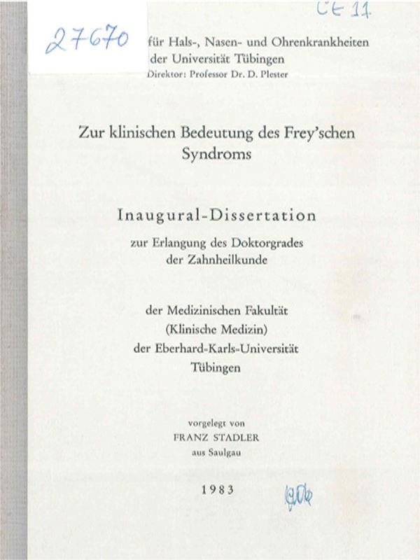 Zur klinischen Bedeutung des Frey'schen Syndrom