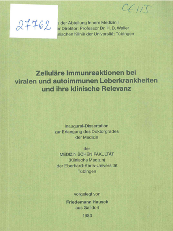 Zellulare Immunreaktionen bei viralen und autoimmunen Leberkrankheiten und ihre klinische Relevanz