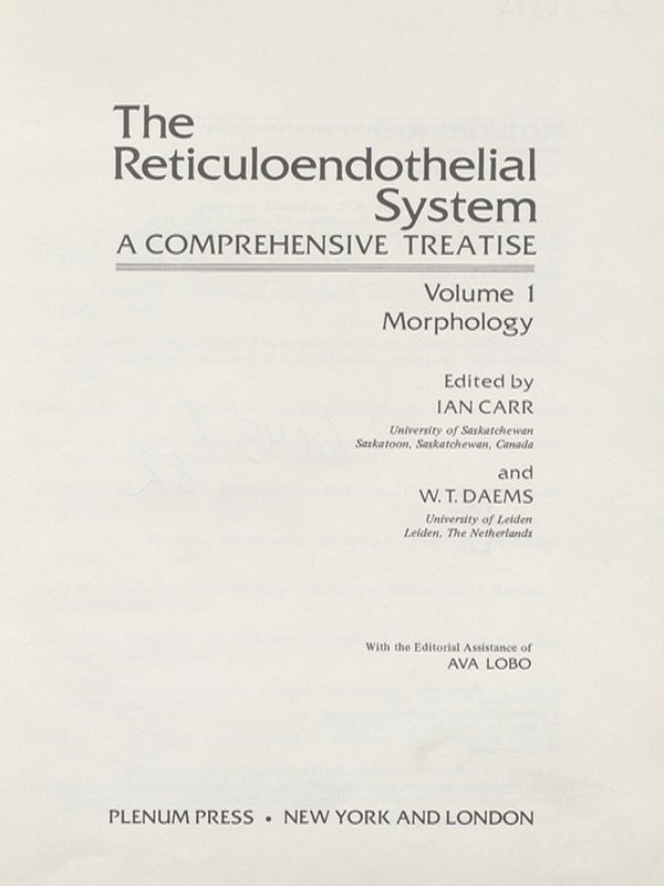 The reticuloendothelial system. A comprehensive treatise