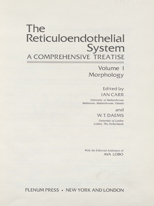 The reticuloendothelial system. A comprehensive treatise