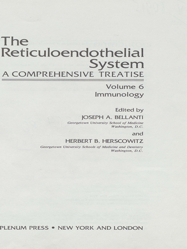 The reticuloendothelial system. A comprehensive treatise