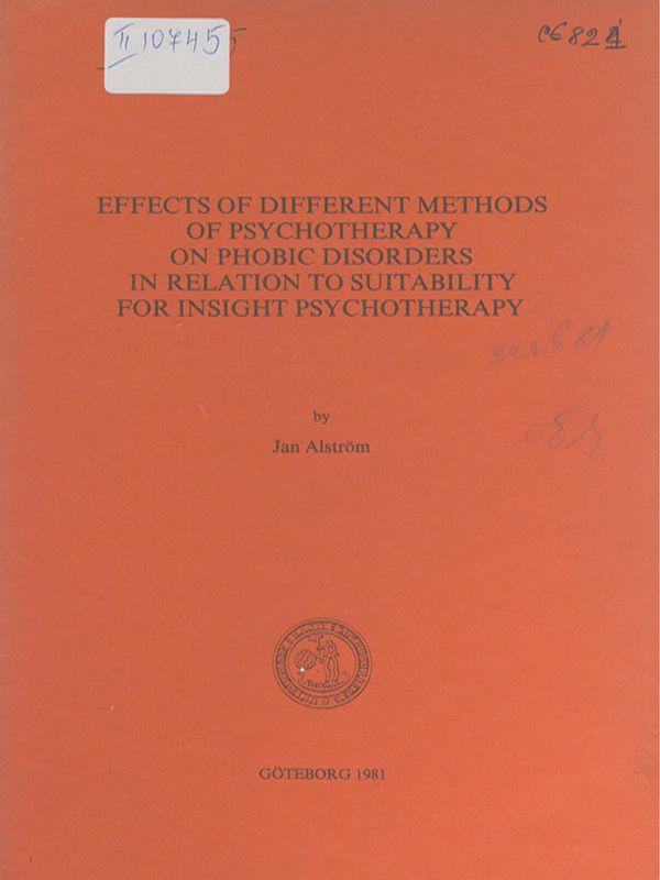 Effects of different methods of psychotherapy on phobic disorders in relation to suitability for insight psychotherapy