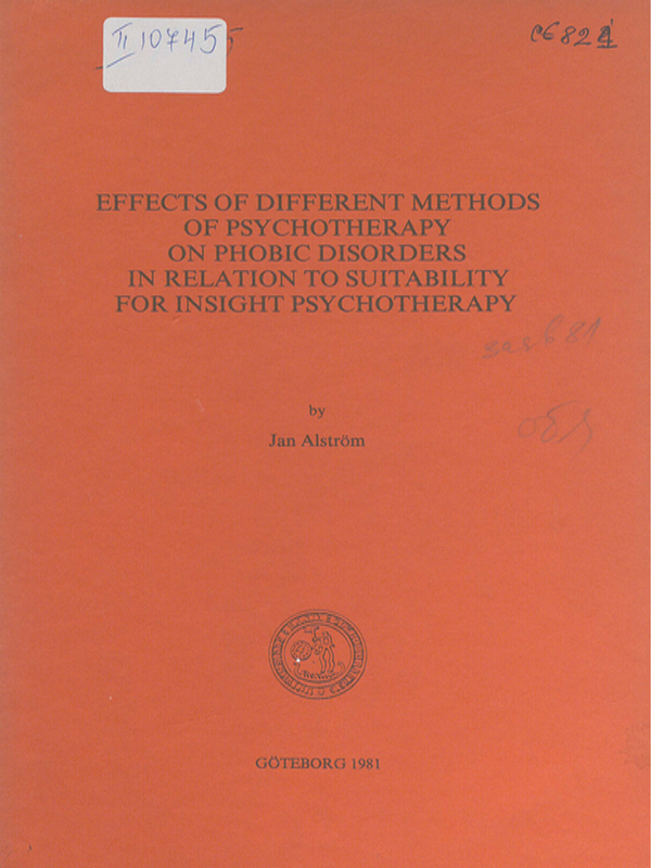 Effects of different methods of psychotherapy on phobic disorders in relation to suitability for insight psychotherapy