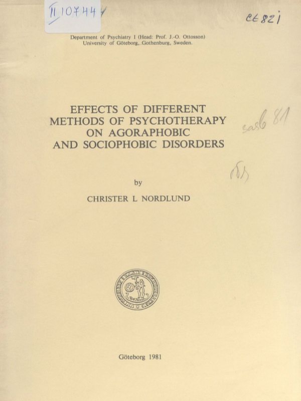 Effects of different methods of psychotherapy on agoraphobic and sociophobic disorders