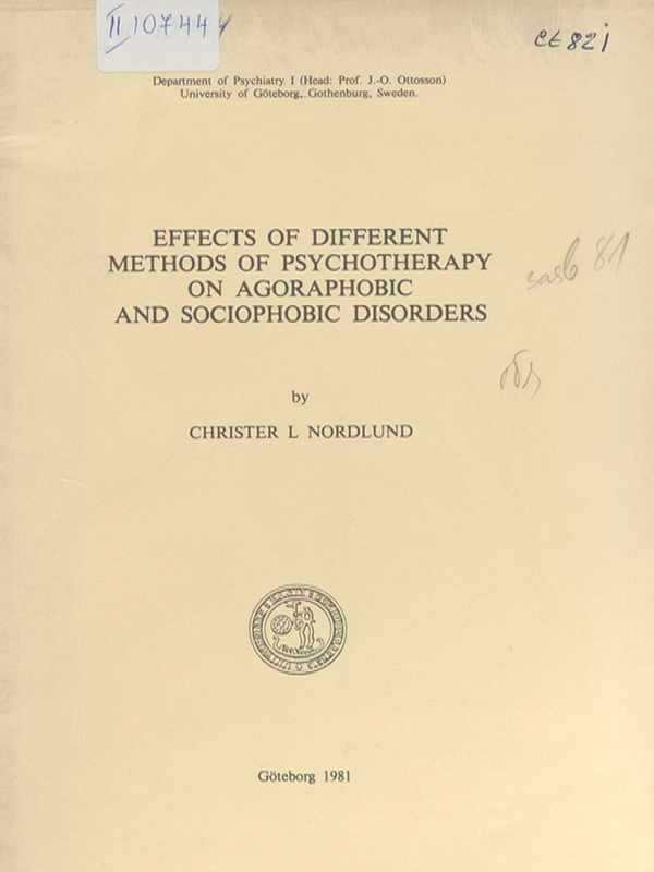 Effects of different methods of psychotherapy on agoraphobic and sociophobic disorders