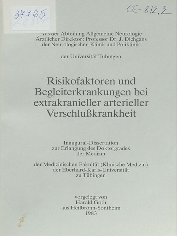 Risikofaktoren und Begleiterkrankungen bei extrakranieller arterieller Verschlusskrankheit