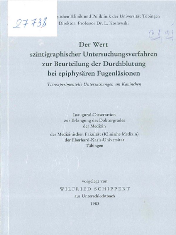 Der Wert szintigraphischer Untersuchungsverfahren zur Beurteilung der Durchblutung bei epiphysaren Fugenlasionen
