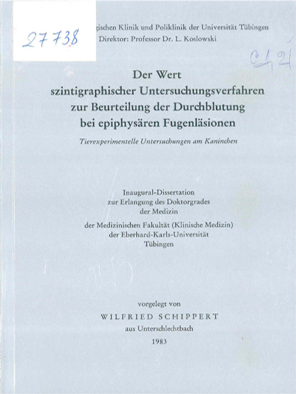 Der Wert szintigraphischer Untersuchungsverfahren zur Beurteilung der Durchblutung bei epiphysaren Fugenlasionen