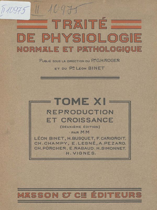 Traite de physiologie normale et pathologique