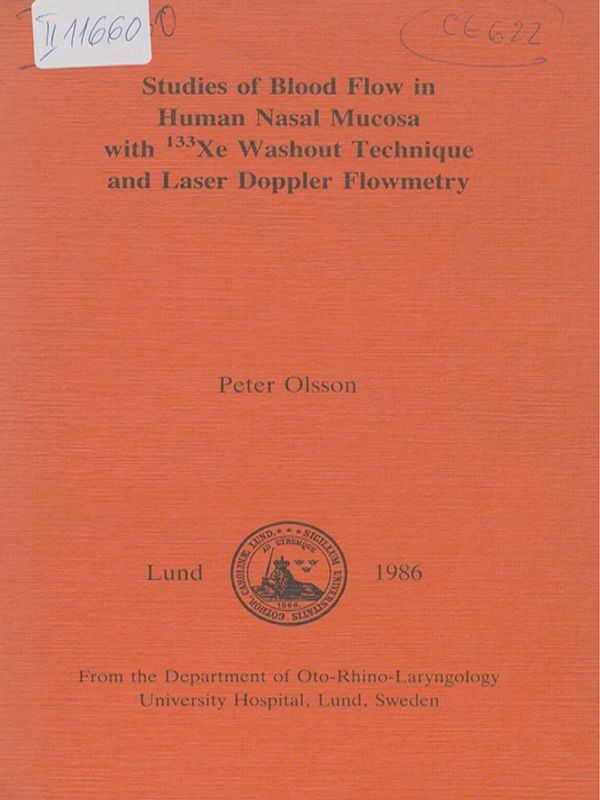 Studies of blood flow in human nasal mucosa with 133Xe Washout technique and laser doppler flowmetry