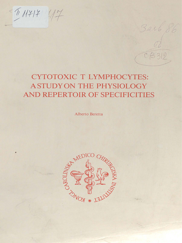 Cytotoxic T lymphocytes: A study on the physiology and repertoir of specificities