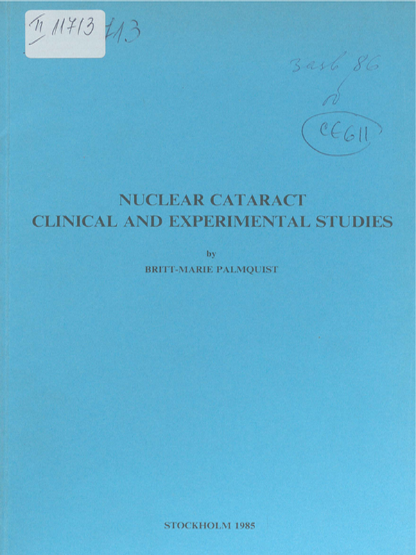 Nuclear cataract:  clinical and experimental studies