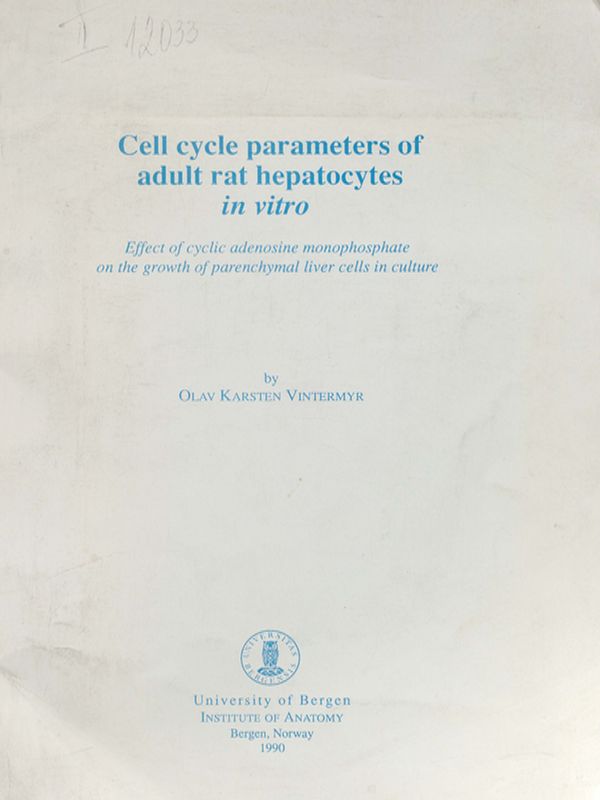Cell cycle parameters of adult rat hepatocytes in vitro