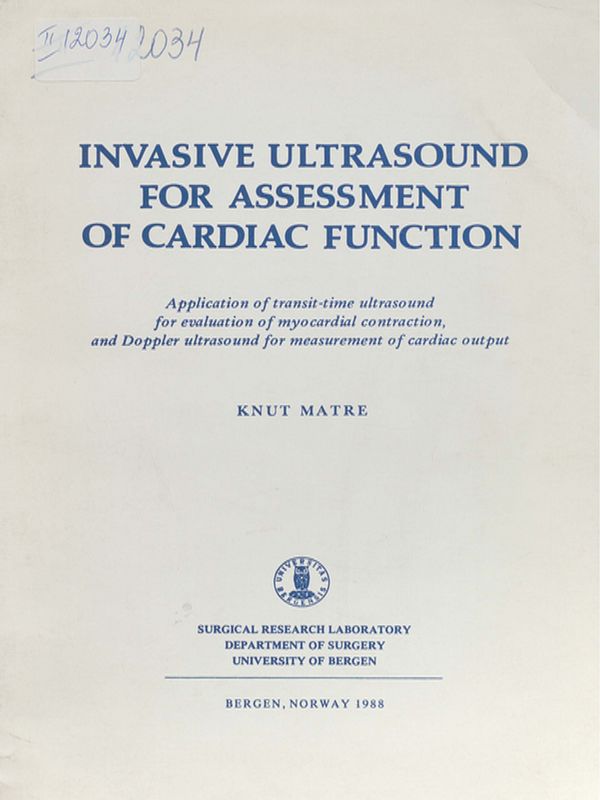 Invasive ultrasound for assessment of cardiac function