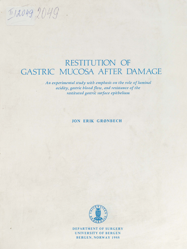 Restitution of gastric mucosa after damage