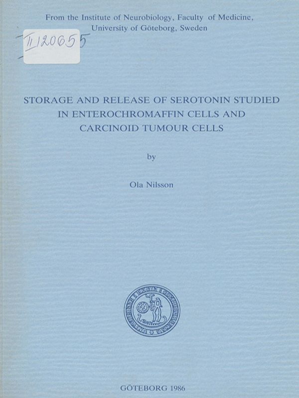 Storage and release of serotonin studied in enterochromaffin cells and canceroid tumour cells