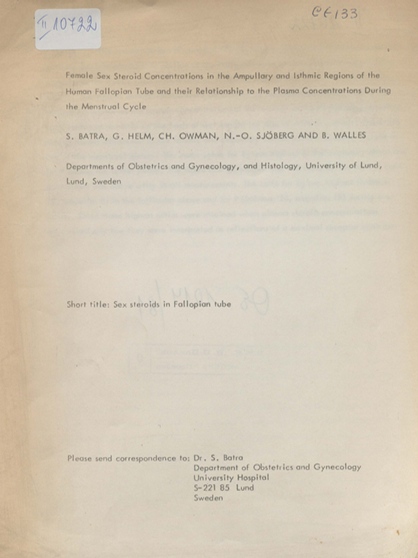 Female sex steroid concentrations in the ampullary and isthmic regions of the human fallopian tube and their relationship to the plasma concentrations during the menstrual cycle