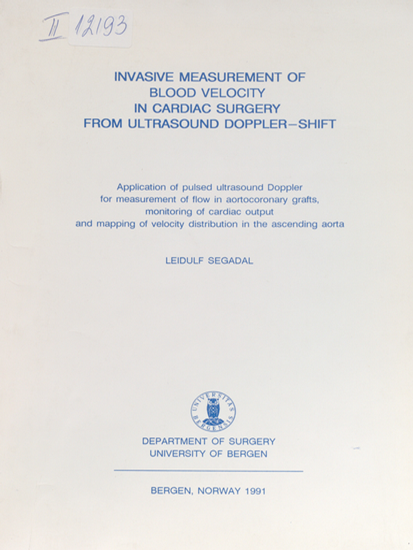 Invasive measurement of blood velocity in cardiac surgery from ultrasound Doppler-shift
