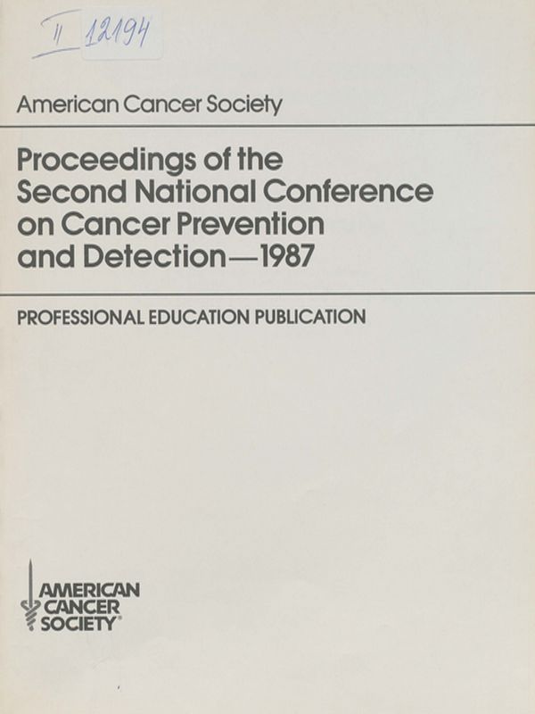 Proceedings of the second national conference on cancer prevention and detection - 1987