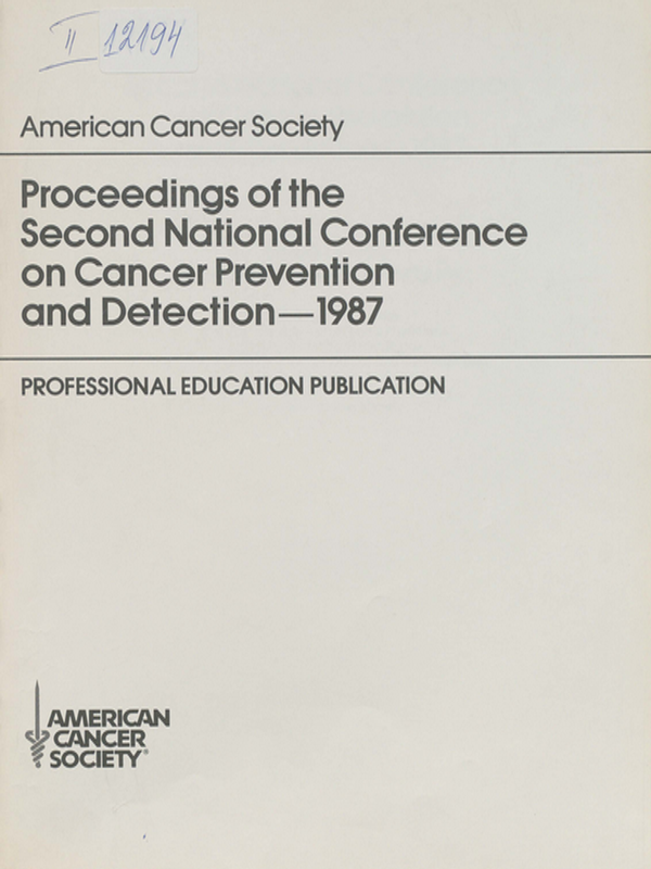 Proceedings of the second national conference on cancer prevention and detection - 1987