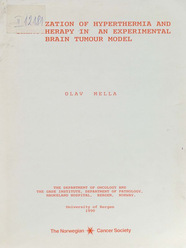 Optimization of hyperthermia and chemotherapy in an experimental brain tumour model