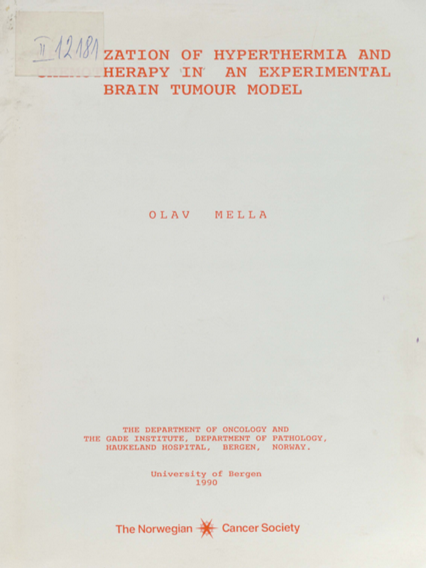 Optimization of hyperthermia and chemotherapy in an experimental brain tumour model