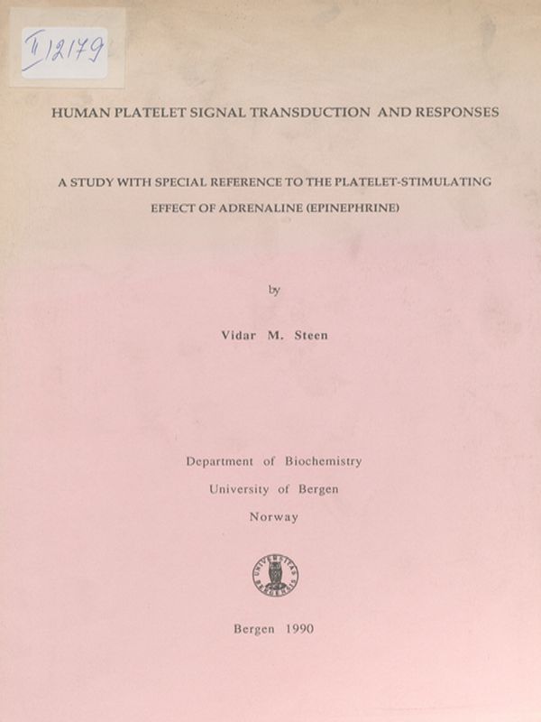 Human platelet signal transduction and responses