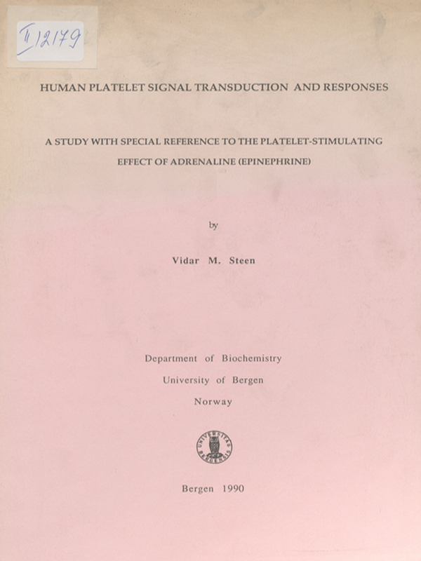 Human platelet signal transduction and responses