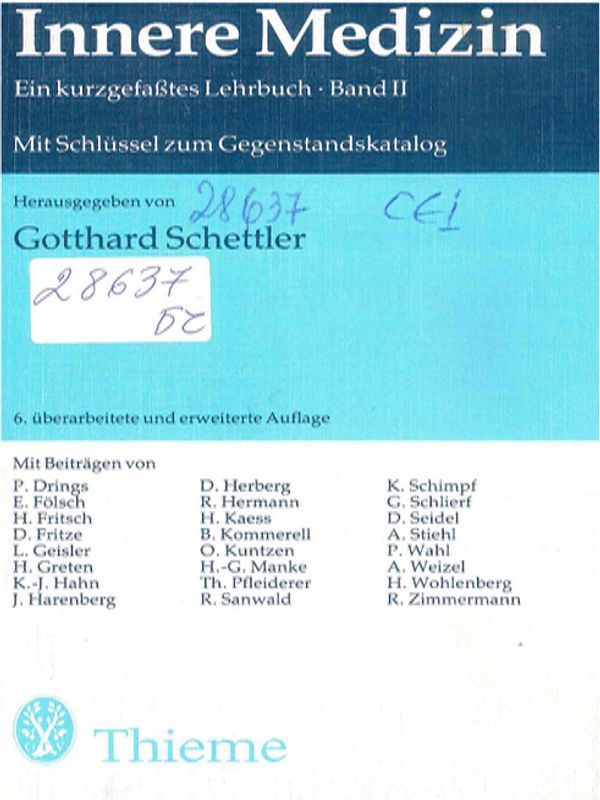 Innere Medizin : Ein kurzgefasstes Lehrbuch : Mit Schlussel zum Gegenstandskatalog