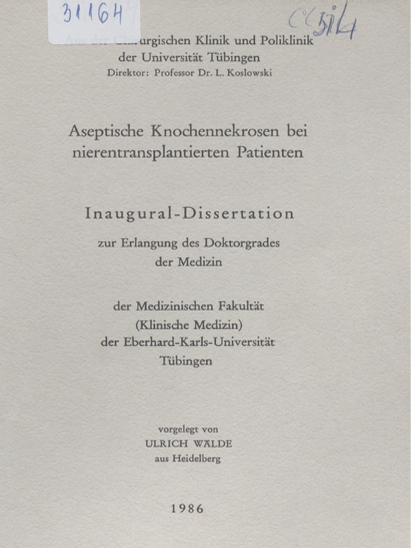 Aseptische Knochennekrosen bei nierentransplantierenden Patienten