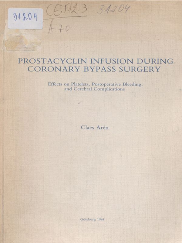 Prostacyclin infusion during coronary bypass surgery