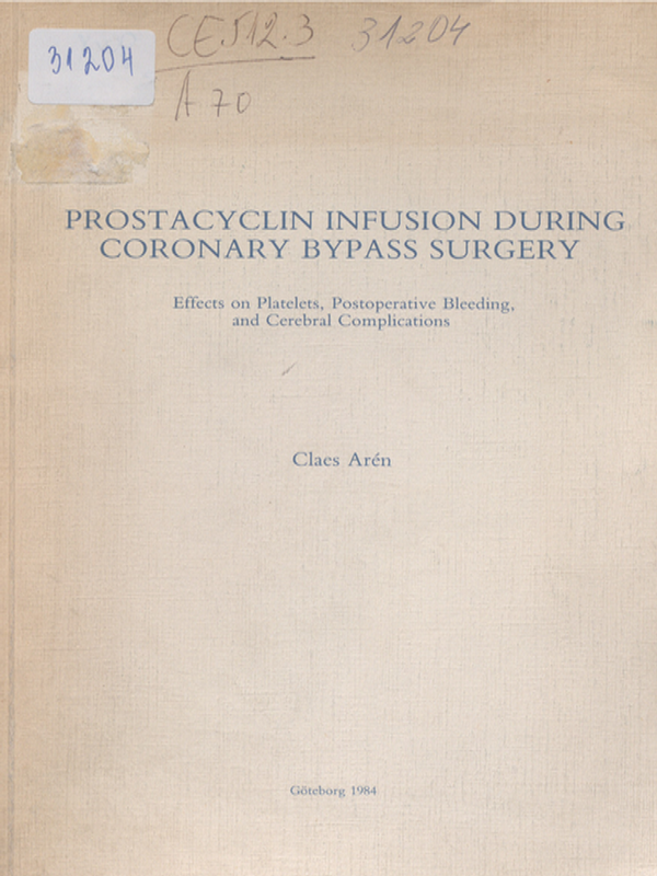 Prostacyclin infusion during coronary bypass surgery
