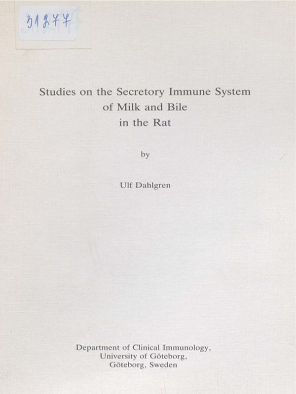 Studies on the secretory immune system of milk and bile in the rat