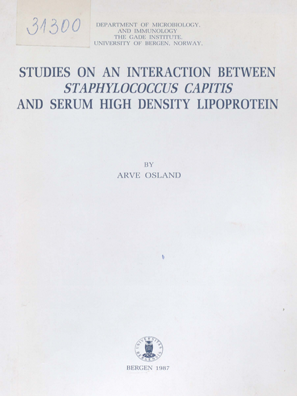 Studies on an interaction between staphylococcus capitis and serum high density lipoprotein