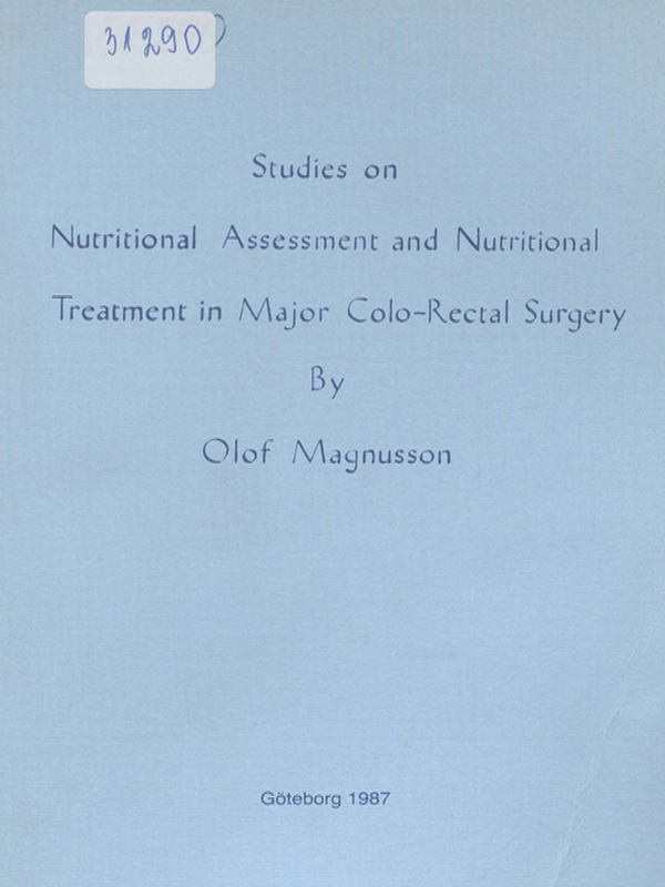 Studies on nutritional assessment and nutritional treatment in major colo-rectal surgery